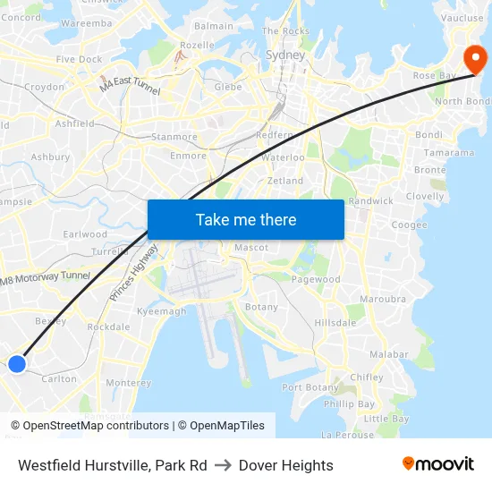 Westfield Hurstville, Park Rd to Dover Heights map