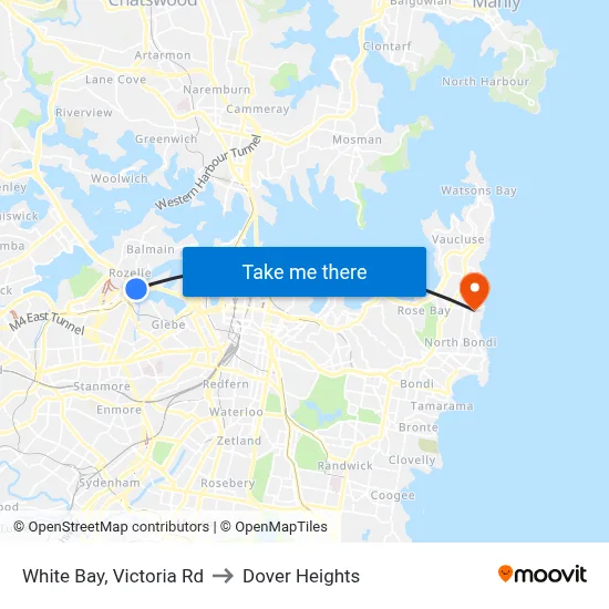White Bay, Victoria Rd to Dover Heights map