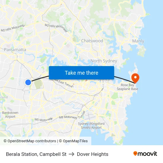 Berala Station, Campbell St to Dover Heights map