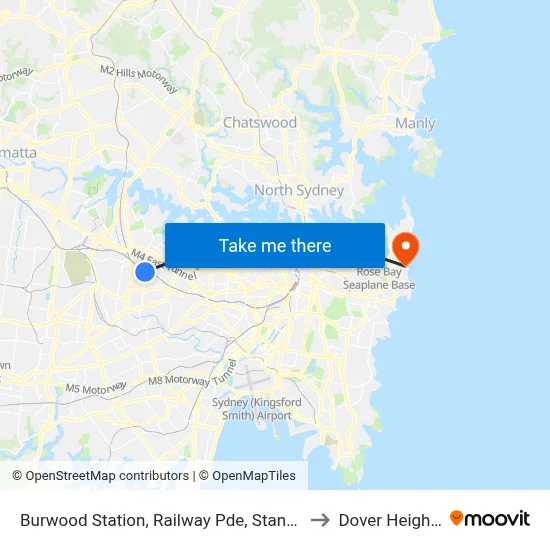 Burwood Station, Railway Pde, Stand C to Dover Heights map