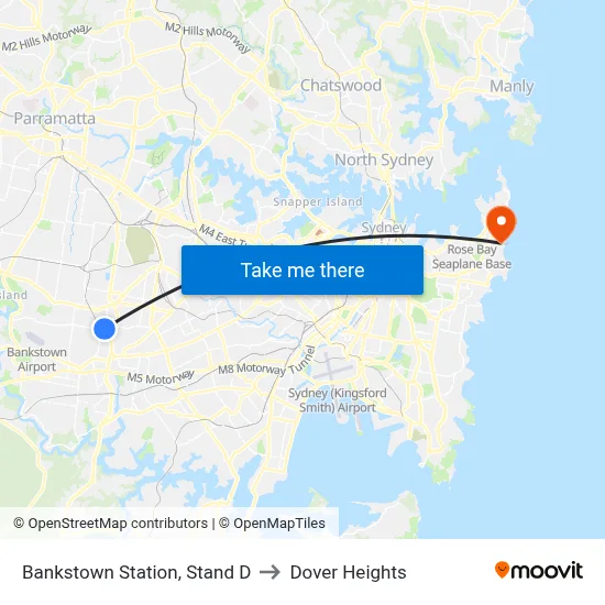 Bankstown Station, Stand D to Dover Heights map