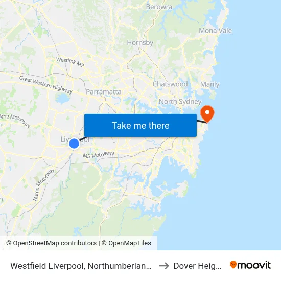 Westfield Liverpool, Northumberland St to Dover Heights map