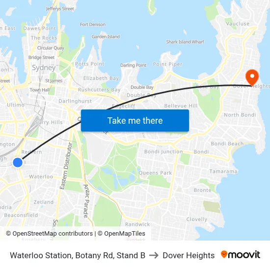 Waterloo Station, Botany Rd, Stand B to Dover Heights map