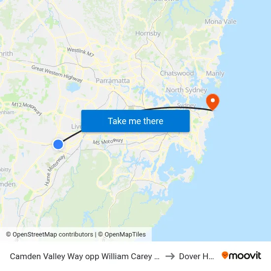 Camden Valley Way opp William Carey Christian School to Dover Heights map