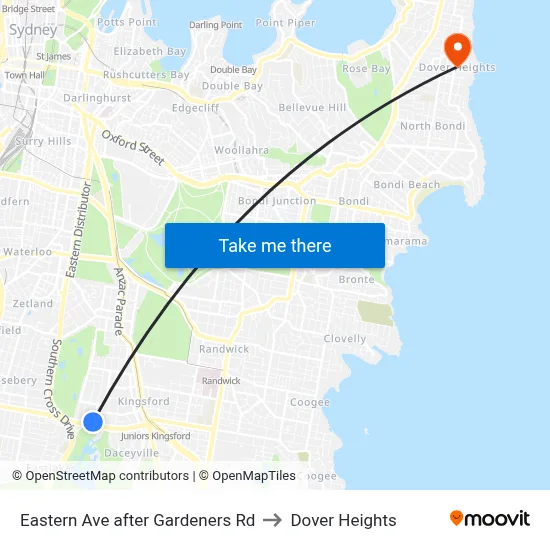 Eastern Ave after Gardeners Rd to Dover Heights map