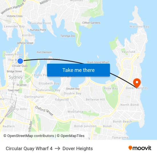 Circular Quay Wharf 4 to Dover Heights map