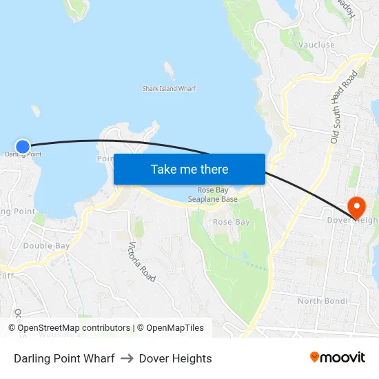 Darling Point Wharf to Dover Heights map