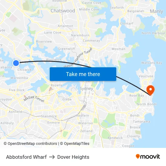 Abbotsford Wharf to Dover Heights map