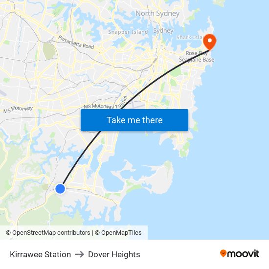 Kirrawee Station to Dover Heights map