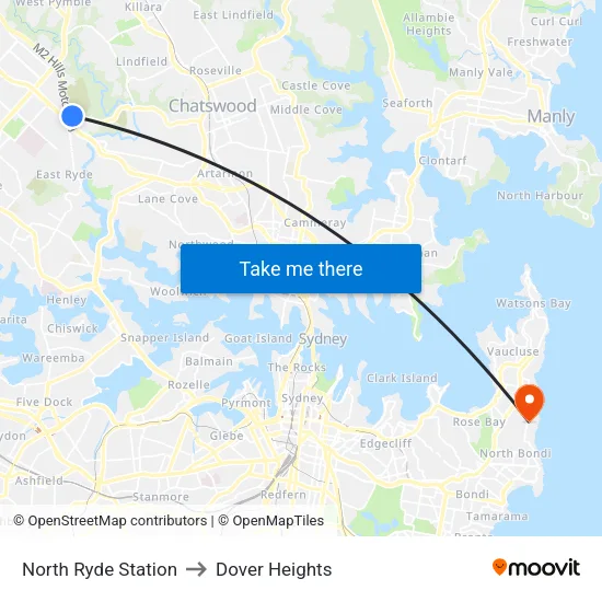 North Ryde Station to Dover Heights map