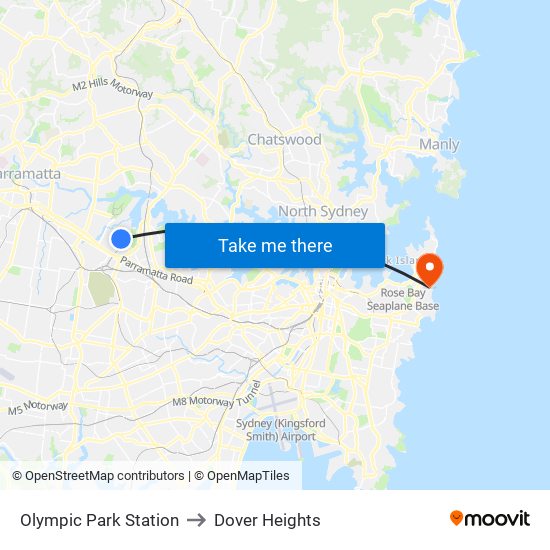 Olympic Park Station to Dover Heights map