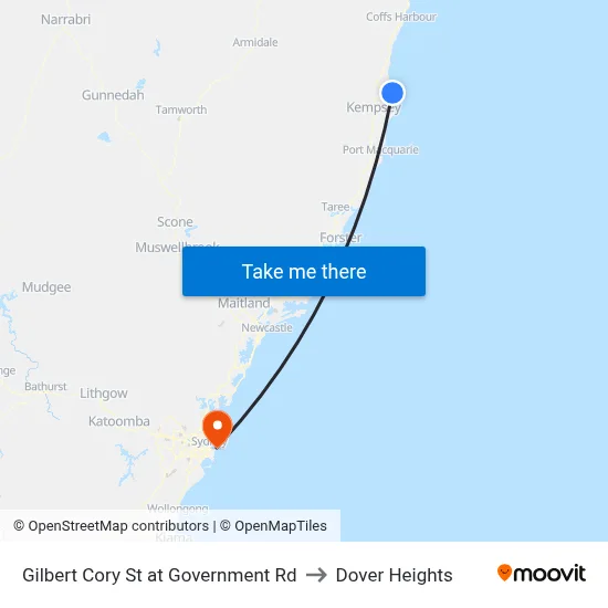 Gilbert Cory St at Government Rd to Dover Heights map