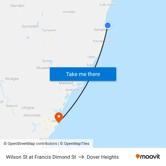 Wilson St at Francis Dimond St to Dover Heights map