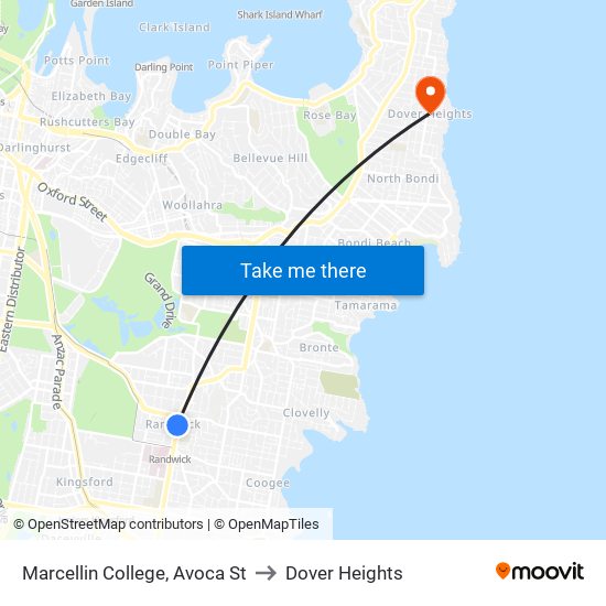 Marcellin College, Avoca St to Dover Heights map