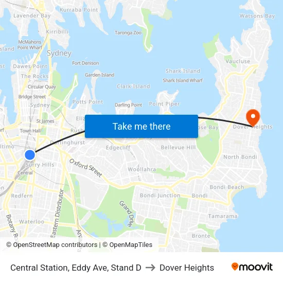Central Station, Eddy Ave, Stand D to Dover Heights map