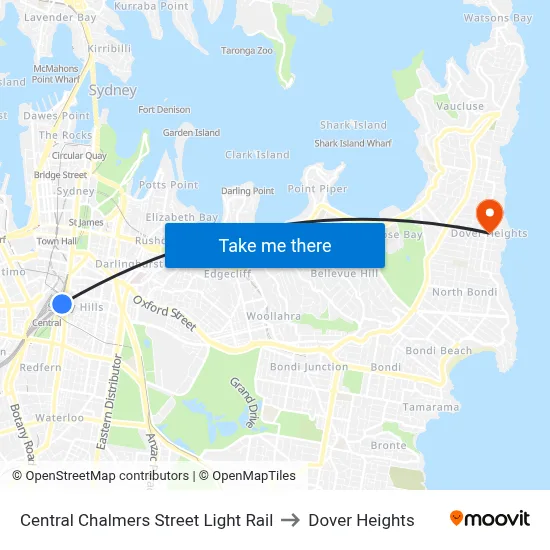 Central Chalmers Street Light Rail to Dover Heights map
