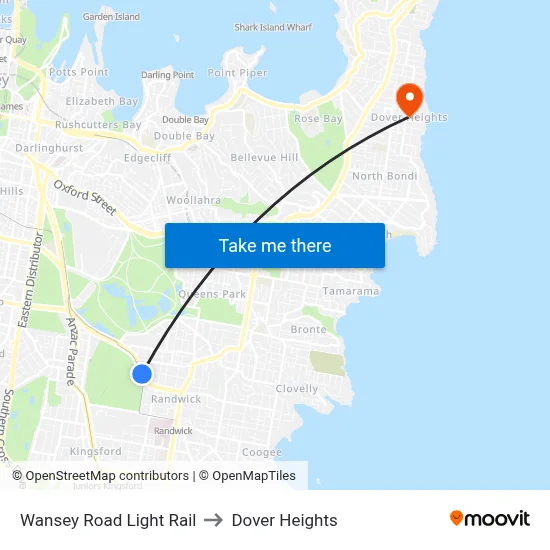 Wansey Road Light Rail to Dover Heights map