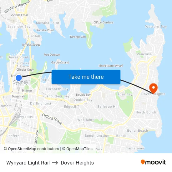 Wynyard Light Rail to Dover Heights map