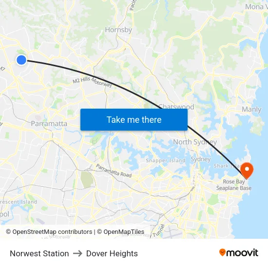 Norwest Station to Dover Heights map