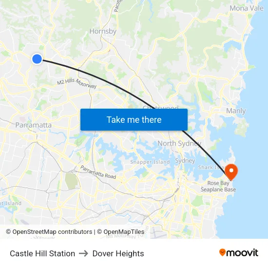 Castle Hill Station to Dover Heights map