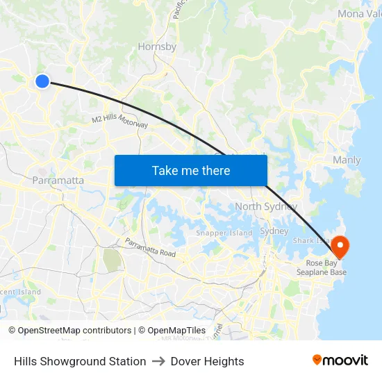Hills Showground Station to Dover Heights map