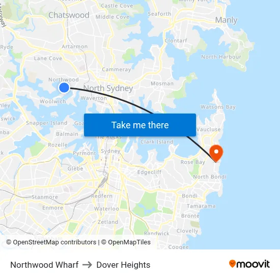 Northwood Wharf to Dover Heights map