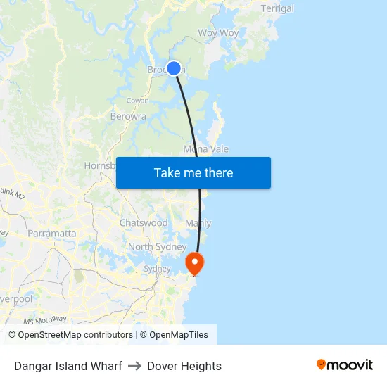 Dangar Island Wharf to Dover Heights map