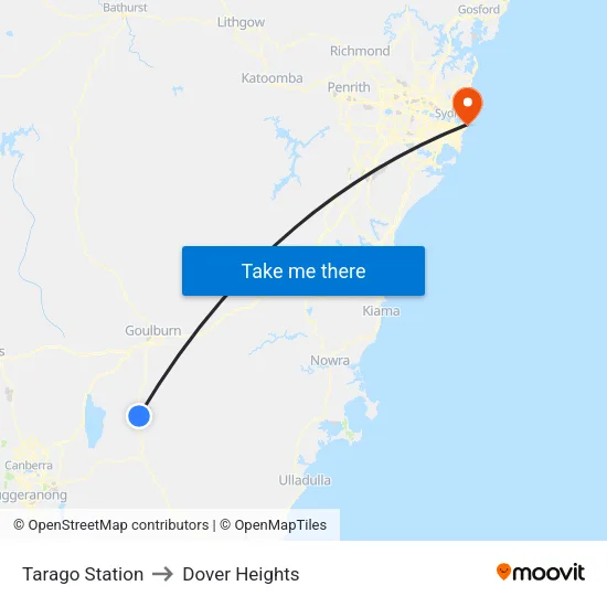 Tarago Station to Dover Heights map