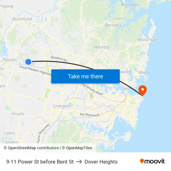 9-11 Power St before Bent St to Dover Heights map