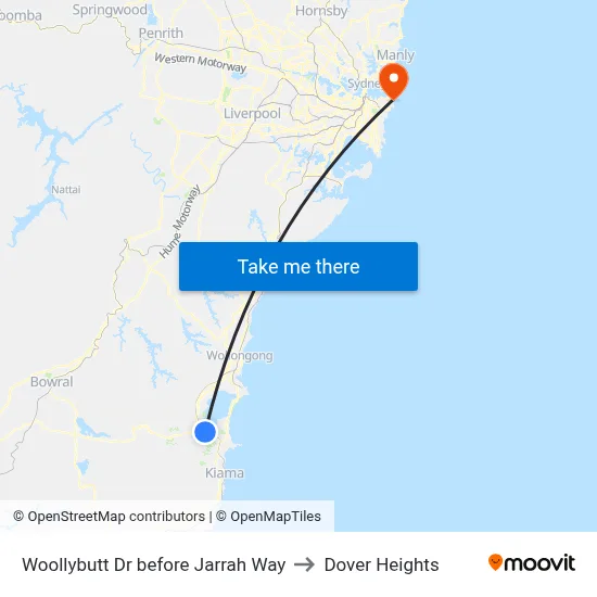 Woollybutt Dr before Jarrah Way to Dover Heights map