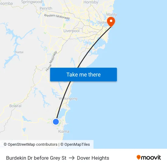 Burdekin Dr before Grey St to Dover Heights map