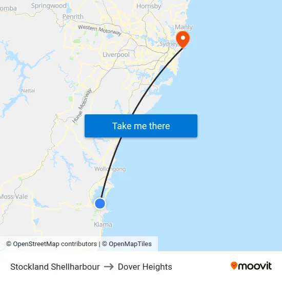 Stockland Shellharbour to Dover Heights map