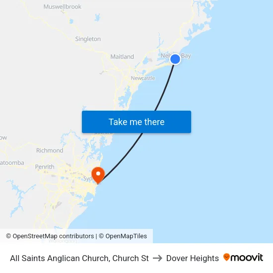 All Saints Anglican Church, Church St to Dover Heights map