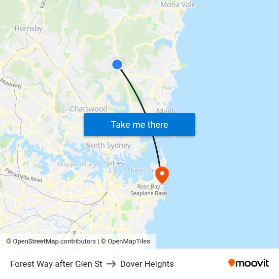 Forest Way after Glen St to Dover Heights map