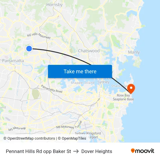 Pennant Hills Rd opp Baker St to Dover Heights map