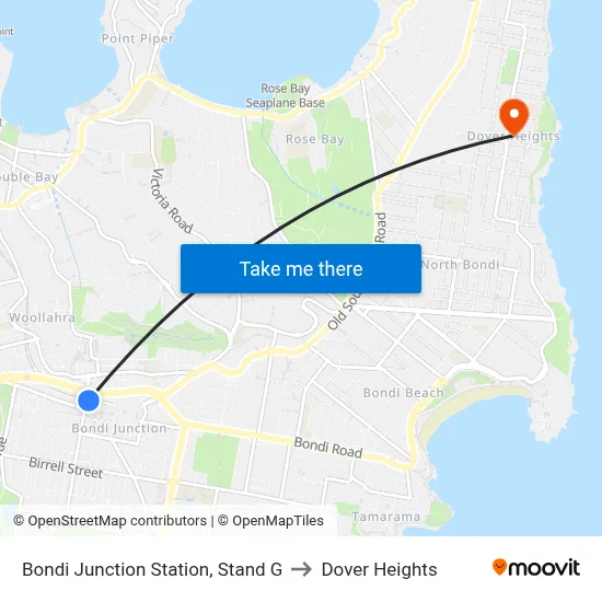 Bondi Junction Station, Stand G to Dover Heights map