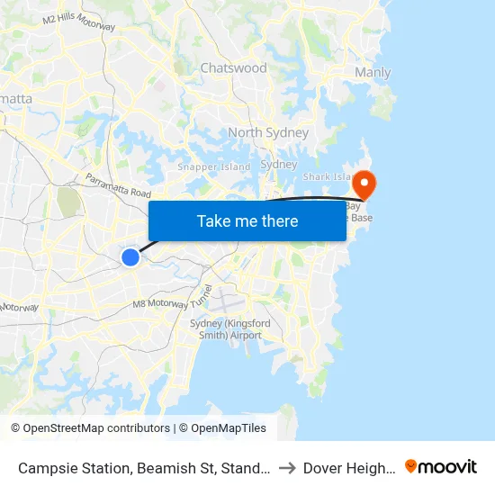 Campsie Station, Beamish St, Stand B to Dover Heights map