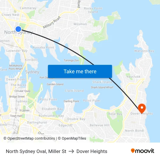 North Sydney Oval, Miller St to Dover Heights map