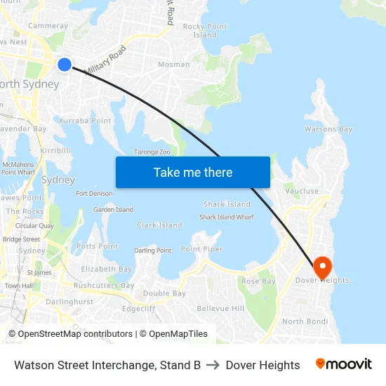 Watson Street Interchange, Stand B to Dover Heights map