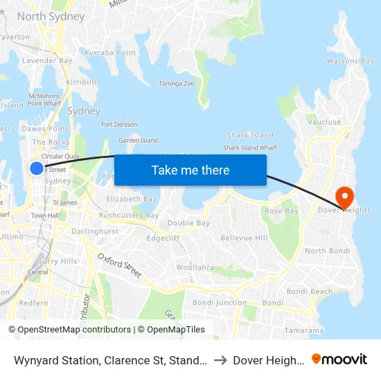 Wynyard Station, Clarence St, Stand R to Dover Heights map