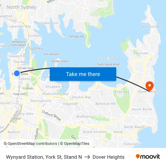 Wynyard Station, York St, Stand N to Dover Heights map