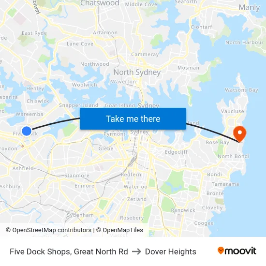 Five Dock Shops, Great North Rd to Dover Heights map