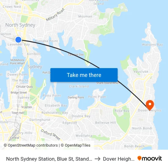 North Sydney Station, Blue St, Stand C to Dover Heights map