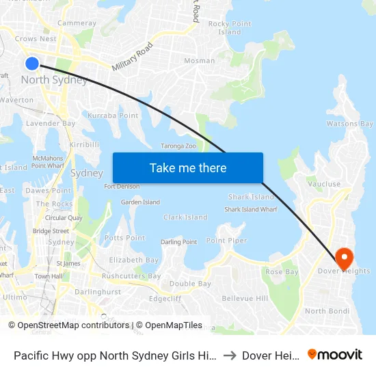 Pacific Hwy opp North Sydney Girls High School to Dover Heights map