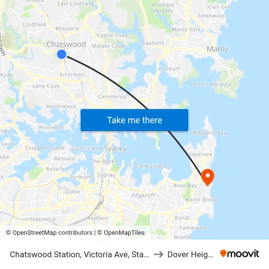 Chatswood Station, Victoria Ave, Stand E to Dover Heights map