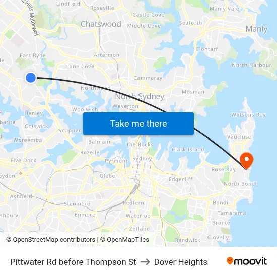 Pittwater Rd before Thompson St to Dover Heights map