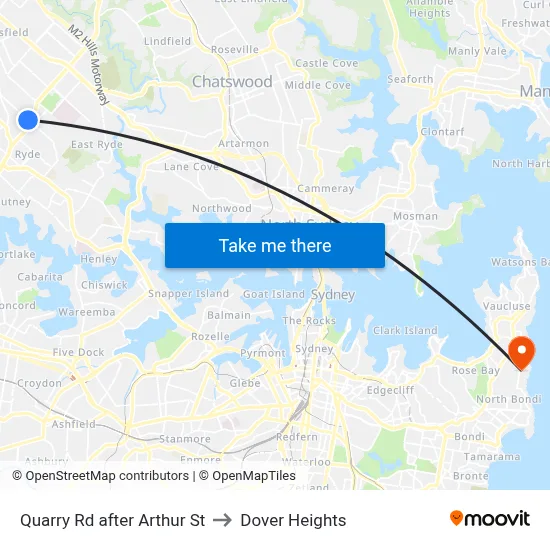 Quarry Rd after Arthur St to Dover Heights map
