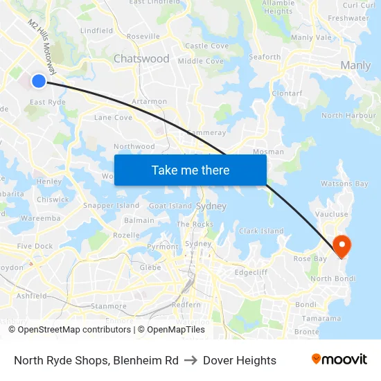North Ryde Shops, Blenheim Rd to Dover Heights map