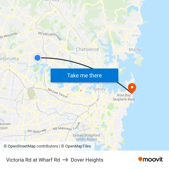 Victoria Rd at Wharf Rd to Dover Heights map