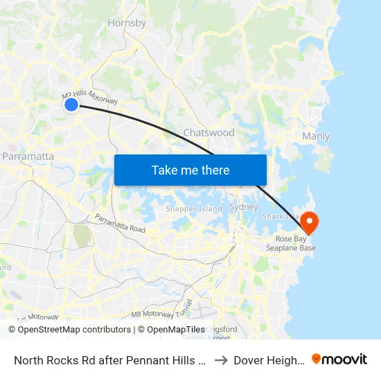 North Rocks Rd after Pennant Hills Rd to Dover Heights map